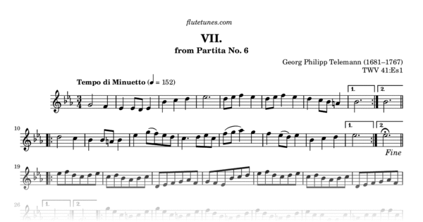 Siciliana from Partita No. 2 (G.P. Telemann) - Free Flute Sheet