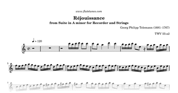Réjouissance from Suite in A minor for Recorder and Strings (G.P.