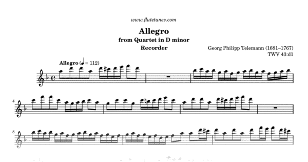 Allegro from Quartet in D minor (Tafelmusik) (G.P. Telemann