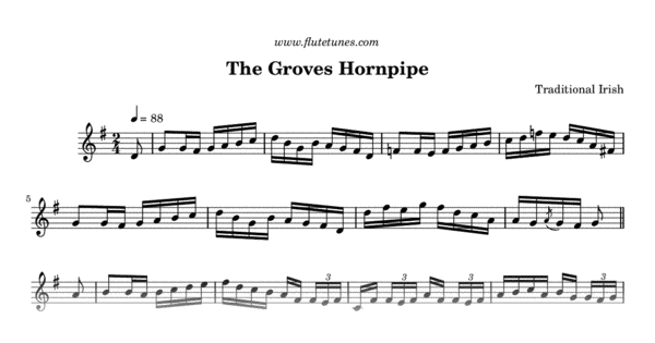 The Groves Hornpipe Trad Irish Free Flute Sheet Music Flutetunes Com flute tunes