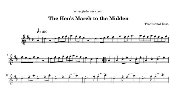 the hen 39 s march to the midden trad irish free flute free printable staff paper
