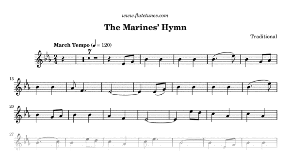 hymn marines sheet flute flutetunes traditional