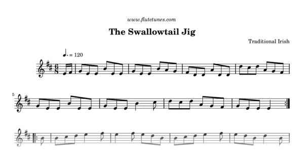 jig swallowtail sheet irish flute flutetunes