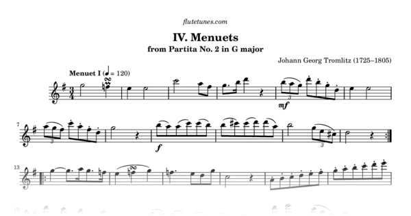 Menuets from Partita No. 2 in G major (J.G. Tromlitz) - Free Flute