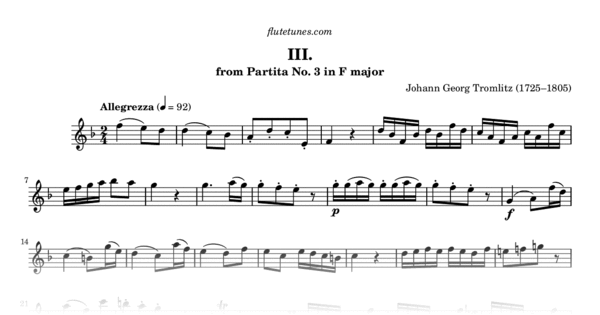 Allegrezza from Partita No. 3 in F major (J.G. Tromlitz) - Free