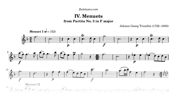 Menuets from Partita No. 3 in F major (J.G. Tromlitz) - Free Flute