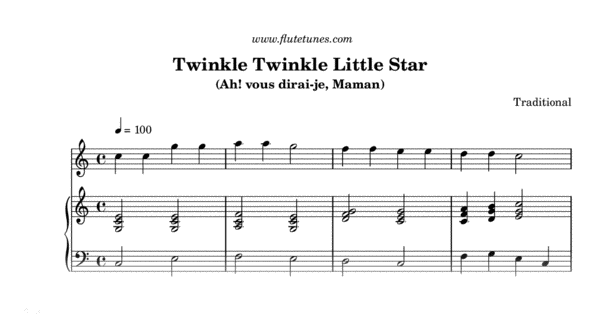 Twinkle Twinkle Little Star Flute Finger Chart