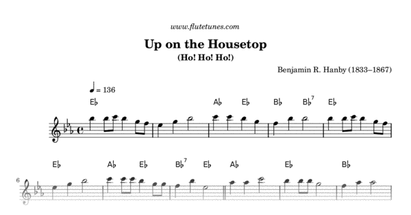 Up on the Housetop (B.R. Hanby) - Free Flute Sheet Music | flutetunes.com