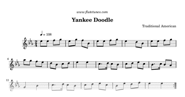Yankee doodle flute sheet music free