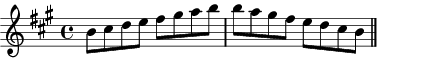 B Dorian scale