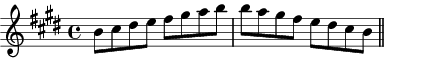 B Mixolydian scale