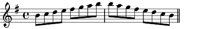 B Phrygian scale