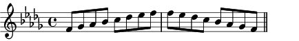 F Phrygian scale