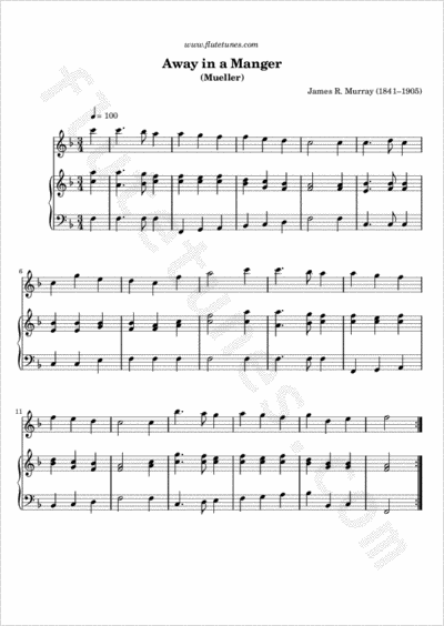 Away in a Manger (J.R. Murray) - Free Flute Sheet Music ...