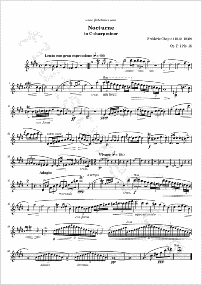 Nocturne No 20 In C Sharp Minor F Chopin Free Flute Sheet Music Flutetunes Com