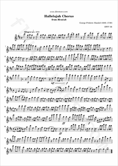 Hallelujah Chorus from Messiah (G.F. Handel) - Free Flute Sheet Music