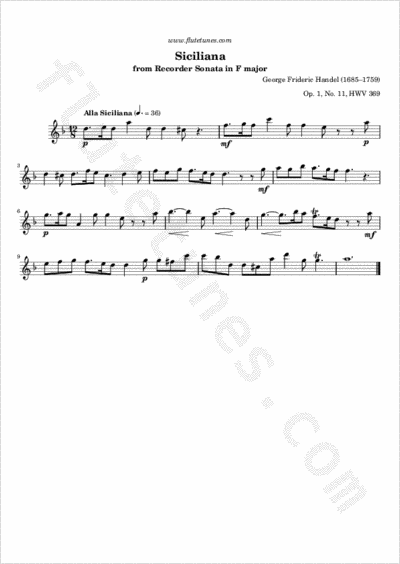 Download George Frideric Handel 'Siciliana' Sheet Music, Chords