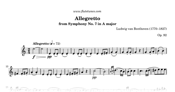 Allegretto from Symphony No. 7 in A major (L. van Beethoven) - Free Flute S...
