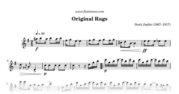 Original Rags (S. Joplin) - Free Flute Sheet Music | flutetunes.com