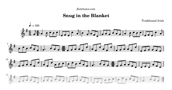 Snug in the Blanket (Trad. Irish) - Free Flute Sheet Music | flutetunes.com