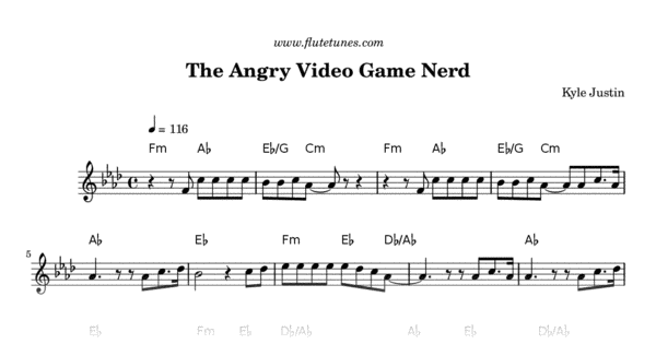 Sheet music for The Angry Video Game Nerd (AVGN Theme Song) by Kyle Justin,...