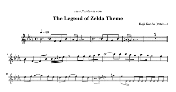Sheet music for The Legend of Zelda Theme (Overworld Theme) by Kōji Kondō, ...