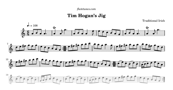 Tim Hogan S Jig Trad Irish Free Flute Sheet Music Flutetunes