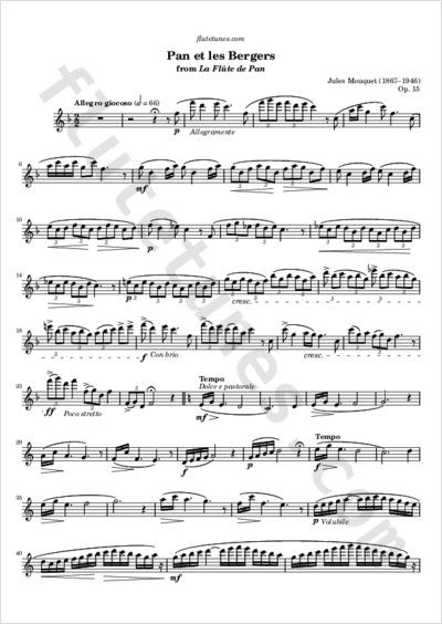 Pan et les Bergers from La Flûte de Pan (J. Mouquet) - Free Flute Sheet  Music