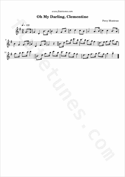 Oh My Darling Clementine P Montrose Free Flute Sheet Music Flutetunes Com