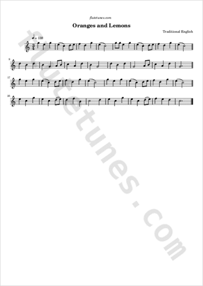 Oranges And Lemons Trad English Free Flute Sheet Music Flutetunes Com