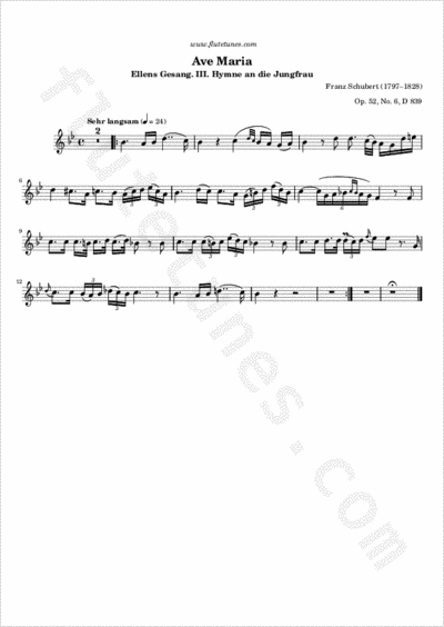 Ave Maria F Schubert Free Flute Sheet Music Flutetunes Com