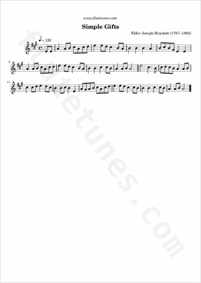 Simple Gifts (Lead sheet with lyrics ) Sheet music for Piano (Solo