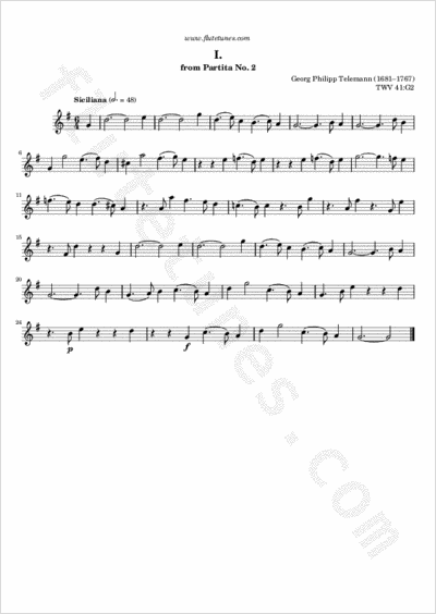 Siciliana from Partita No. 2 (G.P. Telemann) - Free Flute Sheet