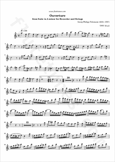 Siciliana from Partita No. 2 (G.P. Telemann) - Free Flute Sheet