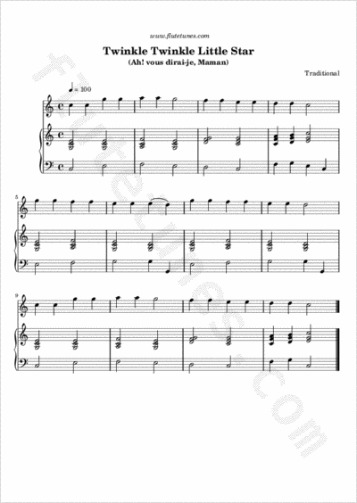 Twinkle Twinkle Little Star (Traditional) - Free Flute Sheet Music ...